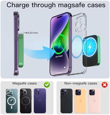Magnetic 10,000 m Ah Fast Charging Power Bank for i Phone 15/14/13/12 – 20 W Wireless Portable Charger with USB-C Dual Ports & Cable – Effortless Magnetic Attachment for On-the-Go Power Efficiency