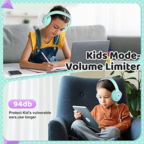 Safe & Stylish INFURTURE Kids Wired Headphones with Microphone – 94 d B Volume Limiting for Hearing Protection – Lightweight On-Ear Design Perfect for School, Travel & Home – Compatible with Tablets, Smartphones, PCs, and Kindles – Ideal Audio Experience for Boys and Girls