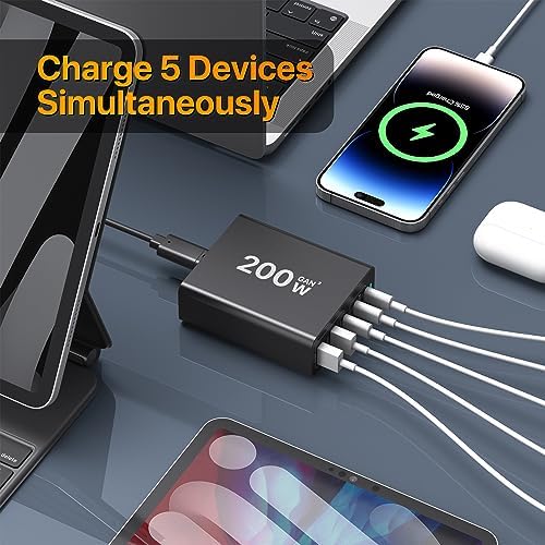 Power Up Your Productivity with the Ultimate 210 W USB-C Fast Charging Hub: Versatile 8-Port Ga N Charging Station with PD 65 W Adapter for Seamless Compatibility Across Mac Book, Dell Laptops, i Phone 16/15, and Galaxy S22/S23 – Your Essential Power Solution for Home and Office Efficiency
