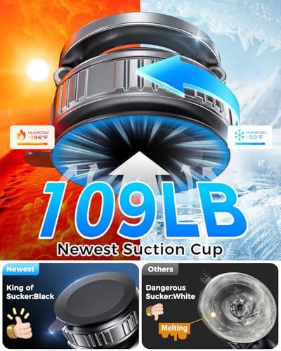 DIMONCOAT 2025 Upgraded 360° Rotation Vacuum Magnetic Phone Holder for Car,for Suction Cup Phone Mount Stand [109+LBS Strongest Suction & Magnetic] Adjustable Swivel Lock, for Your Car/Mirror – Enhanced Compatibility and Speed