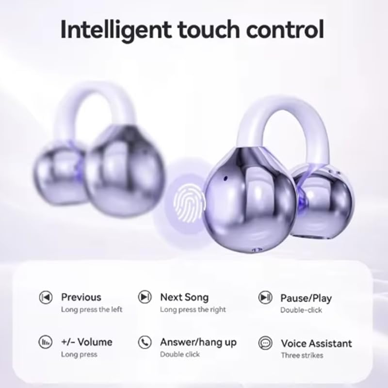Next-Generation Clip-On Bone Conduction Bluetooth Earbuds for Active Individuals – Ultra-Lightweight, Secure C-Shape Design Perfect for Runners and Fitness Buffs – Enjoy Open-Ear Sound with Advanced Bluetooth 5.4 Technology for Maximum Comfort and Versatile Device Compatibility – Stay Aware and Motivated During Every Workout with Premium Audio Performance and Ergonomic Fit