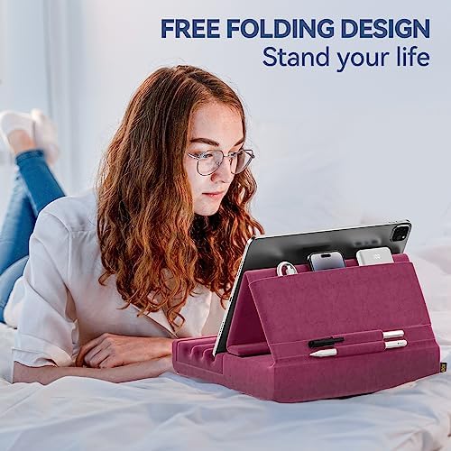 Revolutionize Your Tablet Experience with the KDD Foldable Pillow Holder – Ergonomic Lap & Bed Stand for i Pad Pro, Galaxy Tab, and E-Readers – Ultimate Comfort with Built-In Accessory Pocket & Stylus Mount – Lightweight, Durable Design for Effortless Portability and Posture Improvement
