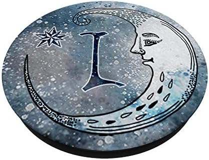 Crescent Moon Stars Monogram Initial Letter I Boho Hippie PopSockets Grip and Stand for Phones and Tablets – Enhanced Compatibility and Speed