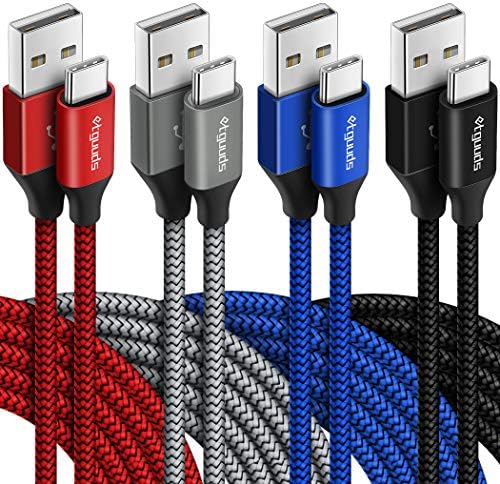 etguuds 4-Pack USB Type C Charging Cable – 6 ft Nylon Braided Fast Charger Cord for Samsung Galaxy S20/S10/S9/Note Series & Moto G – Superior Durability and High-Speed Power Delivery Up to 3 A – Ideal for Home, Office, and On-the-Go Use