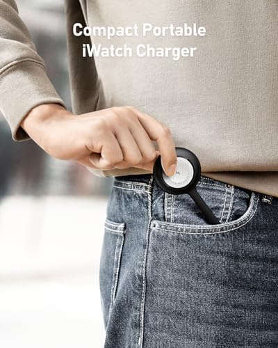 Compact Wireless Apple Watch Charger – 1200 m Ah Magnetic Power Bank for On-the-Go Charging, Compatible with Series 9/8/7/6/SE/5/4 – Sleek Keychain Accessory for Effortless Power Management and Travel Versatility