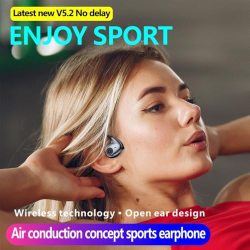IHAO Ultra-Light Bone Conduction Bluetooth Headphones with Built-In MP3 Player – Open-Ear Ergonomic Earbuds for Active Lifestyles, Perfect for Cycling, Running, and Skiing – Sweat-Proof, Comfortable Fit with Exceptional Sound Clarity and Surround Awareness