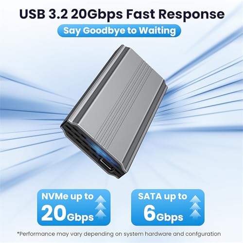 Supercharge Your Storage with Cablecc USB4 20 Gbps Type-C M.2 NVME/SATA SSD Enclosure – Effortless Data Transfer and Maximum Compatibility for 2280/2242/2260 mm Drives – RTL9220 Chipset for Enhanced Performance and Portability