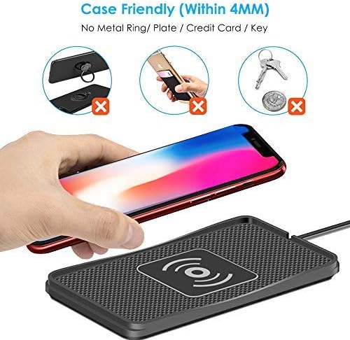 POLMXS 15 W Fast Wireless Car Charging Pad – Universal Qi-Compatible Phone Charging Mat for i Phone 11-15 & Galaxy S21-S24 – Sleek, Compact Design with Advanced Safety Features for Hassle-Free On-the-Go Power Solutions