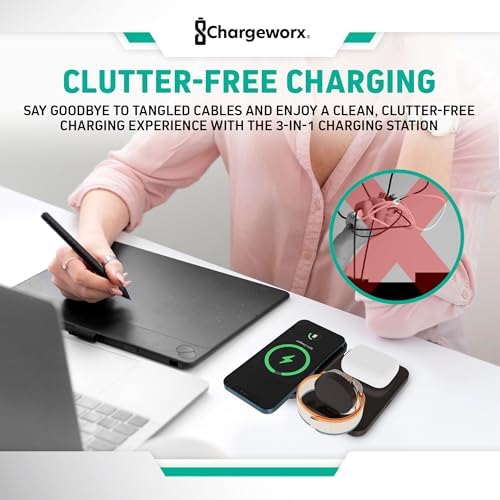 Effortless Charging: 3-in-1 Foldable Wireless Charger Station in Blush Pink – 15 W Fast Charging for i Phone, Samsung, Smartwatches & Headphones – Compact, Portable Design with Magnetic Alignment for Ultimate Convenience and Safety