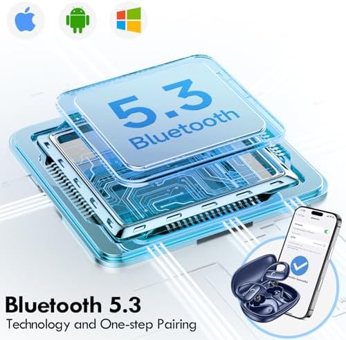 Kurdene Wireless Sport Earbuds – Ultra-Comfortable Bluetooth Headphones with 60 Hours Playtime, Immersive Deep Bass Sound, and Secure Over-Ear Fit for Active Use – Perfect for Running, Workouts, and Business Calls – Lightweight, Sweat-Resistant Design in Sleek Black Finish