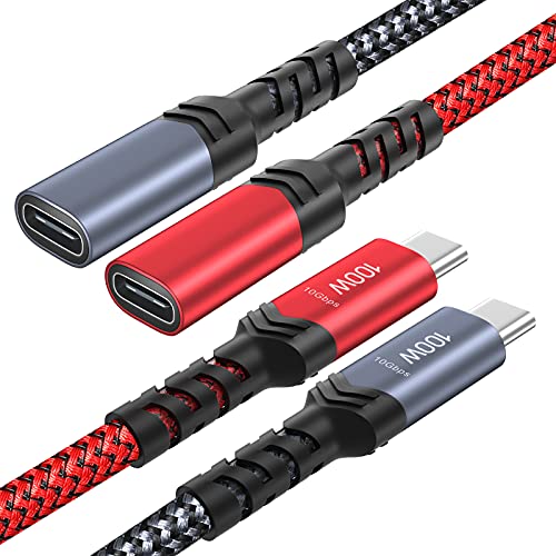 USB-C Extension Cable 3 ft – High-Speed 100 W Fast Charging & 10 Gbps Data Transfer, 4 K Display Compatibility – Ideal for i Phone 16, i Pad, Mac Book, & Dell – 2-Pack Black for Enhanced Connectivity & Versatile Use