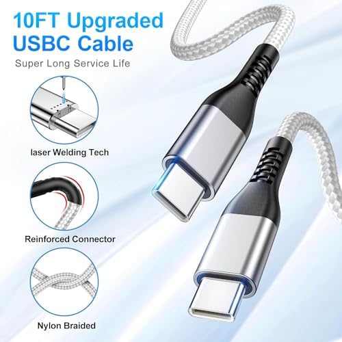 Dayaoncy 30 W USB-C Fast Charger for i Phone 15 Pro Max & Samsung Devices – 10 FT Durable Nylon Charging Cable Included, Ultra-Fast Power Boost with Advanced Safety Features, Compact Wall Adapter for On-the-Go Convenience, Perfect for Modern Lifestyles