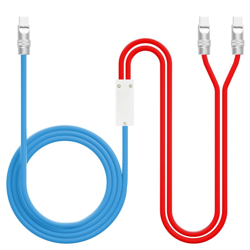 Chubbycable High-Speed 2-in-1 USB C Charging Cable – 100 W Versatile Power Solution for USB-C & USB-A Devices, 4.2 FT Durable Silicone Design in Chic Blue for Effortless Charging & Rapid Data Transfer at Home, Office, or On-the-Go