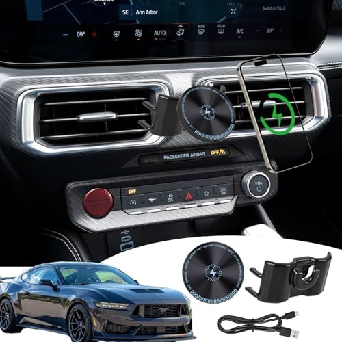 Ford Mustang 2024+ Magnetic Phone Mount & 15 W Fast Wireless Charger – Ultimate Smartphone Holder for Seamless Driving Experience and Enhanced Compatibility