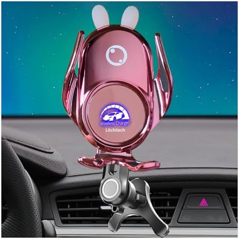 Sleek Red Demon Wireless Car Charger Mount for Women – 15 W Fast Charging Auto Clamping Phone Holder for i Phone & Samsung – Stylish Vehicle Accessory with Effortless Installation & Enhanced Compatibility