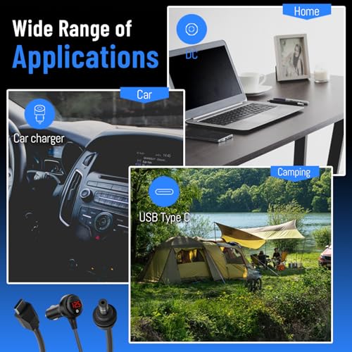 Ultimate Gem Coo Starlink Mini Cable – 3-in-1 Heavy Duty Car Charger with Real-Time Voltage Display, 10 FT DC Power Cable, and USB C to 12-24 V Cigarette Lighter Plug for Enhanced Device Compatibility and Fast Charging on the Go