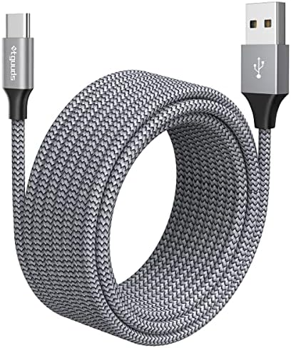 etguuds 20 ft USB C Cable – Long Nylon Braided Charger for Fast Data Transfer & Charging – USB-A 2.0 to Type C Compatibility for Samsung Galaxy Note, LG, Moto, Pixel, Switch & More – Durable Connection for Home & Office Use