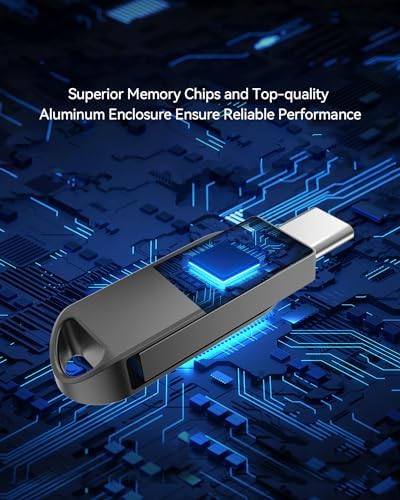 128 GB Dual USB Type C + A OTG Flash Drive – Waterproof Metal Swivel Design for Fast Data Transfer – Ideal Thumb Drive for PC, Laptop, Tablet, i Phone 15 & Android Devices – Portable Storage Solution for On-the-Go Professionals and Students