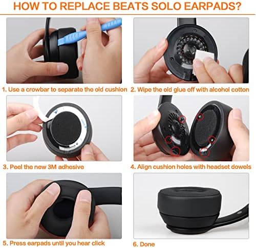 Upgrade Your Beats Solo 2 & 3 Experience with GVOEARS Premium Thicker Memory Foam Ear Pads – Exceptional Comfort & Noise Isolation, Durable 3 M Adhesive for Secure Fit, Stylish Grey Cushions for Enhanced Audio Performance and Long-Lasting Use – Perfect Headphone Accessories for Wireless & Wired Models