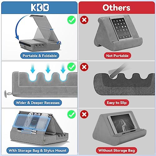 Revolutionize Your Tablet Experience with the KDD Foldable Pillow Holder – Ergonomic Lap & Bed Stand for i Pad Pro, Galaxy Tab, and E-Readers – Ultimate Comfort with Built-In Accessory Pocket & Stylus Mount – Lightweight, Durable Design for Effortless Portability and Posture Improvement