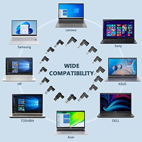 Universal 90 W Laptop Charger with 16 Connectors – Versatile Power Supply for HP, Dell, Lenovo, Acer, and More – Plug-and-Play Convenience with Automatic Voltage Adjustment – High Compatibility for Multiple Laptop Models – Ideal for Ultrabooks and Chromebooks – Efficient Power Source for Diverse Brands – Global Input Voltage: 100-240 V – Perfect for Students, Professionals, and Travelers – Reliable Charging Solution with Enhanced Speed and Performance