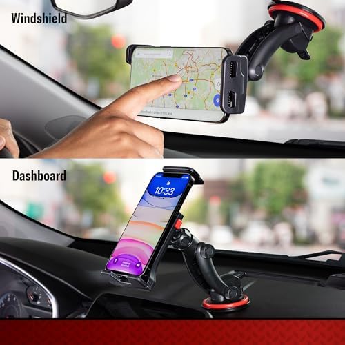 Tuff Tech Universal Car Phone Holder – Super Stick Windshield & Dash Mount for Secure Smartphone Access and Enhanced Visibility, Ideal for Safe Driving and Hands-Free Navigation