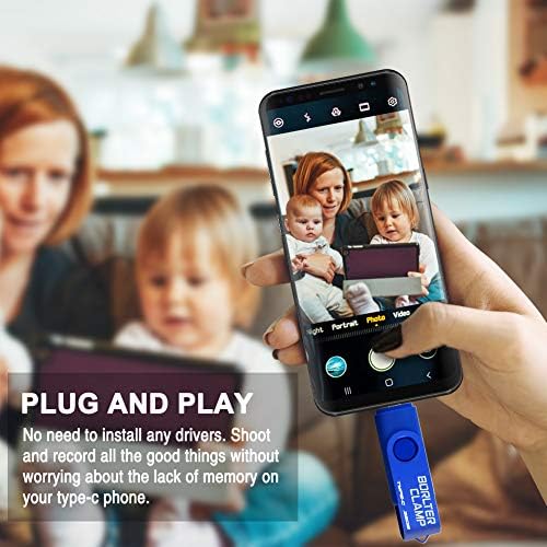 128 GB USB Type-C Flash Drive by Borlter Clamp – Dual Port Memory Stick for Fast Data Transfer with USB 3.0 Compatibility for Android Smartphones, Tablets, and Computers – Perfect for Samsung Galaxy S10/S9/Note 9, LG, and Huawei Devices – Reliable Storage Solution for Photos, Videos, and Documents