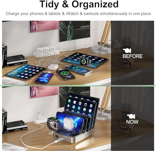 Ultra-Fast 6-Port Charging Hub – 100 W Multi-Device Power Station for i Phone, i Pad & Samsung – Triple PD USB-C Ports for Lightning Speed Charging – Compact, Modern Design with Advanced Safety Features – Perfect for Home Office Efficiency and Device Organization
