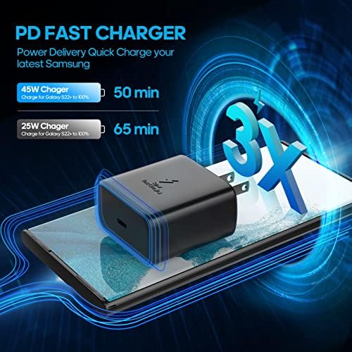 Samsung 45 W USB C Fast Charger – Ultra-Fast Wall Plug for Galaxy S25/S24/S23 Series, Note 10, Tab S7/S8 – Compact Design with Advanced Safety Features for Quick Power Delivery and Enhanced Device Compatibility