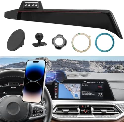 Magnetic Phone Holder Mount for Mazda CX5 (2021-2024) – 360° Rotating Anti-Shake Cradle with Built-in Organizer for 10.25″ Touchscreen – Sleek Black Design for Optimal Accessibility and Safety