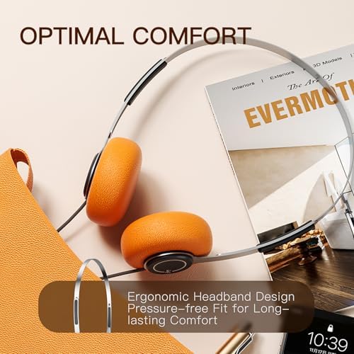 Y3 Retro Wired Headphones – Nostalgic 80 s & 90 s Style Headset with Adjustable Headband, Lightweight Comfort, and Universal 3.5 mm Jack Compatibility – Immerse in Classic Audio with Unique Replaceable Orange Ear Pads for Enhanced Comfort and Fashion