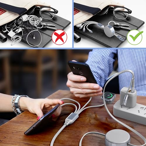 Revolutionary 4-in-2 Retractable Charging Cable: 100 W Fast Charge for i Phone 16, i Pad, and Apple Watch Series 10-1 – Ultimate Travel Companion for Efficient Multi-Device Power Solutions