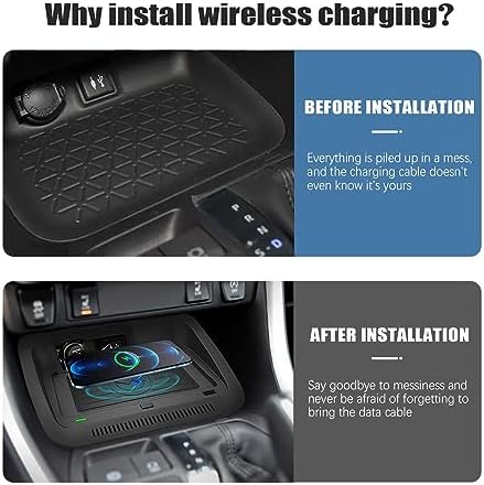 PACEWALKER 15 W Wireless Charging Pad for Toyota RAV4 (2019-2023) – Anti-Slip Design for Secure Device Placement, Fast Charging Solution for LE/XLE/TRD/Off-Road/XSE/SE Models – Effortless Integration and Enhanced Aesthetics for Your Vehicle