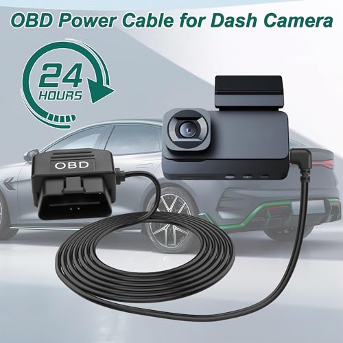 MEIRIYFA OBD OBD2 Power Cable for Dash Camera OBD to USB Type C Right Angle Hardwire Charger 90° Degree Wire Cord,12V-24V to 5V 3A 24 Hours Surveillance/Acc Mode with Switch Button (USB Type C) – Enhanced Compatibility and Speed