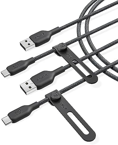 Anker Eco-Friendly Bio-Braided USB A to USB C Charger Cable – Durable 6 FT Fast Charging Solution for Samsung Galaxy Note Series & LG V30 (2 Pack) – Optimal Performance & Modern Design