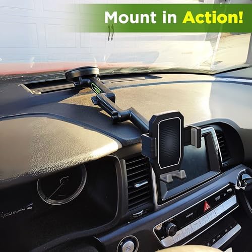 Heavy-Duty Truck Phone Mount with 16.9-Inch Long Arm – Ultimate Dashboard & Window Mobile Device Holder for i Phone and Samsung – Secure Suction Cup Design for Trucker Convenience – Enhanced Stability & Versatile Positioning for Safe Navigation