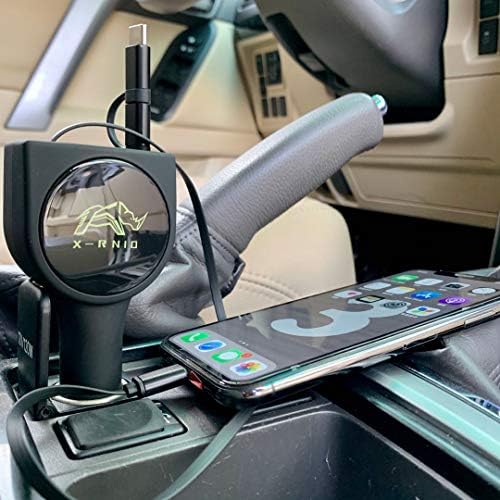 Effortless Charging on the Go: Advanced Retractable Car Charger with Dual USB Ports, Fast 3.1 A Power, and 3 ft Tangle-Free Cables for i Phone & Android Devices – Ultimate Car Accessory for Seamless Connectivity and Safety