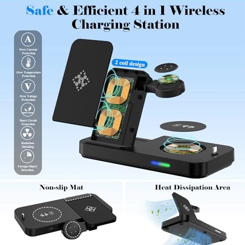 Ultimate 4-in-1 Foldable Wireless Charging Station for Google Pixel Devices – Fast Charge Your Pixel Watch, Smartphone, and Buds with 24 W Adapter – Compact, Portable Design for Effortless Charging On-the-Go – Enhanced Compatibility for Pixel 9 Pro/9/8 Pro/8/7/2/1 – Non-Slip Stability for Secure Power Solutions