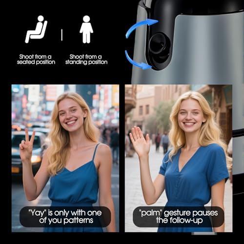 Smart Auto Face Tracking Tripod with Wireless Charging – 360° Rotating Stand for Effortless Video Calls & Vlogging – No App Needed, Gesture Control, Rechargeable Design for i Phone & Samsung Galaxy – Capture Every Moment Seamlessly