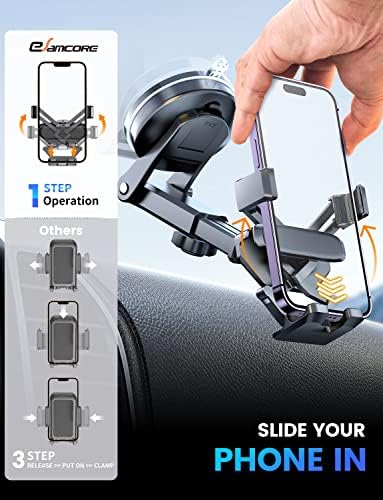 e Samcore Premium Gravity Suction Cup Windshield Phone Mount for i Phone 14 – Versatile Car Dashboard Holder with 360-Degree Rotation for Enhanced Navigation and Hands-Free Safety