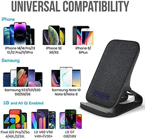 Revolutionary 10 W Qi-Certified Fast Wireless Charging Stand for i Phone & Samsung – Sleek Gray Design with QC3 Adapter for Ultimate Charging Efficiency – Compatible with i Phone 16/15/14/13/12/11 & Galaxy S22/S21/S20/S10/S9/Note 20 – Elevate Your Home and Office Charging Experience