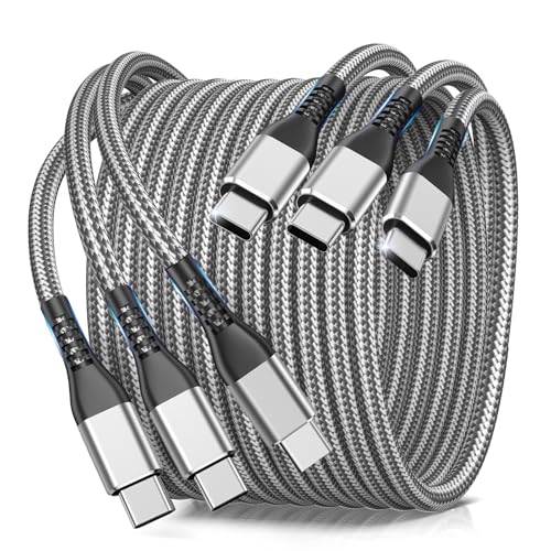 Premium 10 FT USB C to USB C Charger Cable – Dual Pack 100 W Fast Charging, Nylon Braided Design for i Phone 16 Series, Mac Book, and Samsung Galaxy S24 – Stylish Pink Color for Enhanced Durability and Flexibility