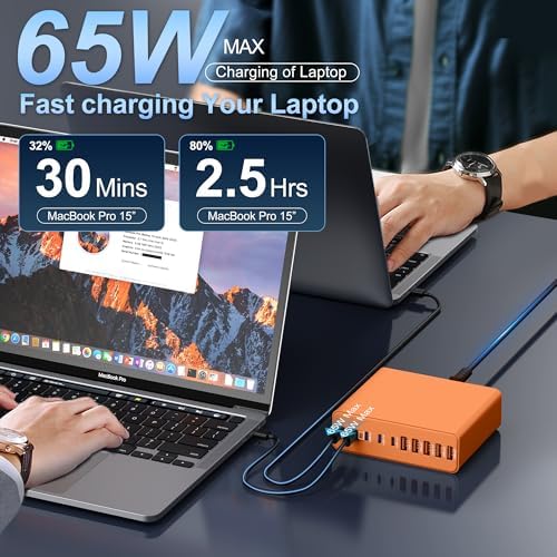 Ultimate 420 W Ga N Multi-Device Charging Hub – 10-Port USB C & A Wall Charger for Mac Book, i Phone, i Pad, Dell XPS, and Samsung Galaxy – Rapid Smart Charging Station with Advanced Safety Features for Efficient Power Management
