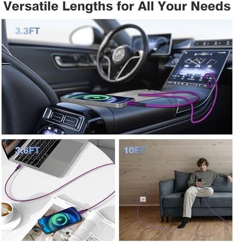 Elevate Your Charging Game with Elebase i Phone 16 Pro Max 3-Pack Charging Cables – 3.3 FT, 6.6 FT, 10 FT USB-C to USB-C Fast Charger for i Phone 16, Mac Book, Air Pods 4, i Pad Air 5/Mini 6, Samsung Galaxy S25/S24/S23 Ultra – Unmatched Durability & 100 W Rapid Power Delivery for Home, Office, and Travel Use