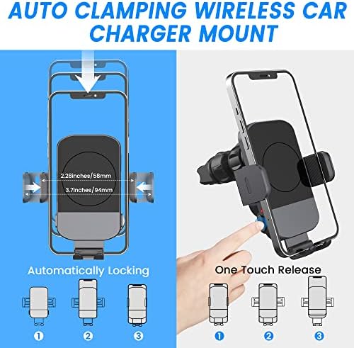 Revolutionize Your Driving Experience with MOYAC 15 W Wireless Car Charger: Auto-Clamping Phone Holder for i Phone 11-16 & Samsung Galaxy S10+ to S24 Ultra – Effortless Hands-Free Use & Optimal Visibility for Every Journey
