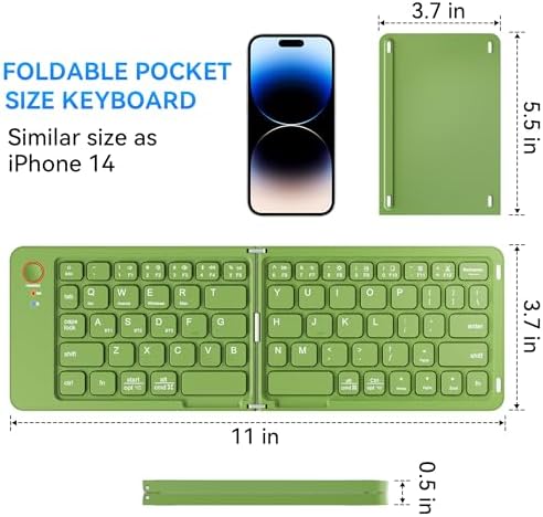 Ultimate Mini Wireless Folding Keyboard for Travel – Sync 3 Devices Effortlessly, Premium Aluminum Design for i Phone, i Pad, Mac, Android & Windows – Compact & Portable Full-Size Typing Solution