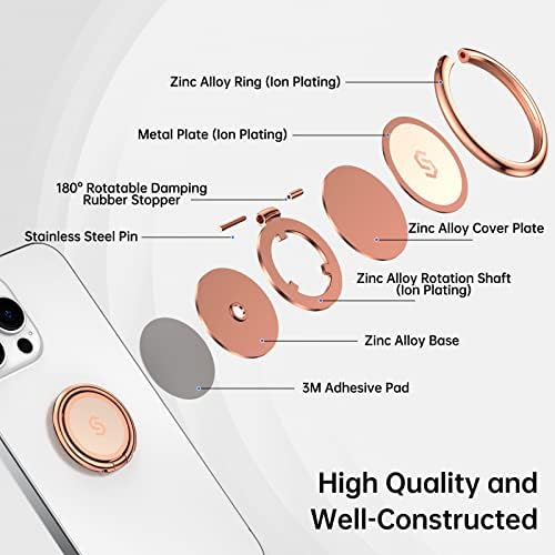 Sparkling 360° Rotation Phone Ring Holder – Bling Bling Finger Kickstand for Enhanced Grip and Stability – Premium Zinc Alloy Design for i Phone, Samsung, Pixel & All Smartphones – Secure Adhesive, Versatile Stand, and Magnetic Car Mount Compatible – Glitter Silver Finish for a Touch of Elegance
