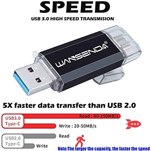 WANSENDA 64 GB OTG USB Flash Drive – 2-in-1 USB 3.0/3.1 & Type-C Storage for Android Devices, PC & Mac – Fast File Transfers with Stylish Red Design for Effortless Data Management