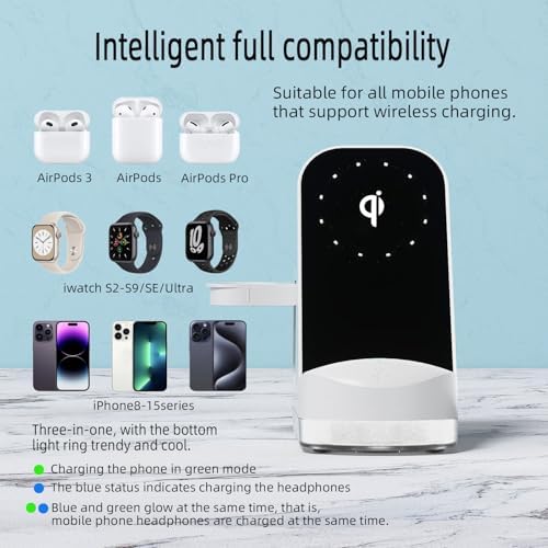 Revolutionize Your Charging Experience with Our 3-in-1 Wireless Charger – Fast, Qi-Certified Charging Station for i Phone, Apple Watch & Air Pods – Sleek Design for Home & Travel – Universal Compatibility & Clutter-Free Solution