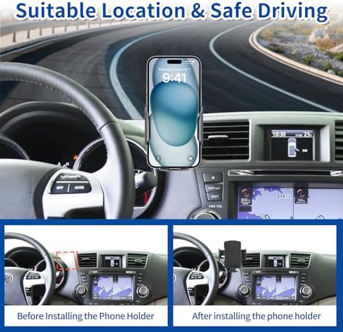 Toyota Highlander 2014-2019 Car Phone Mount – Premium Anti-Shake Phone Holder for Enhanced Navigation, 360-Degree Rotating Cradle Compatible with All Smartphones, Effortless Installation Auto Accessory for Safer Driving